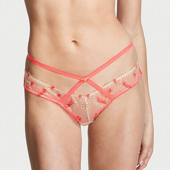 Nwt Victorias Secret Dream Angels Heart Embroidery Keyhole Cheekini Panty - Picture 1 of 9